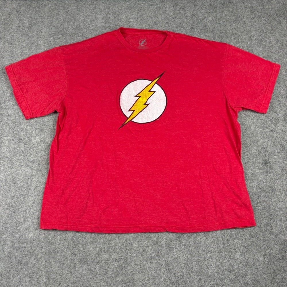 DC Comics The Flash T Shirt Mens XX-Large Red Heather Lightning Bolt Graphic Tee